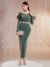 Modely Women'S Slim Fit Off-Shoulder Patchwork Bodycon Dress